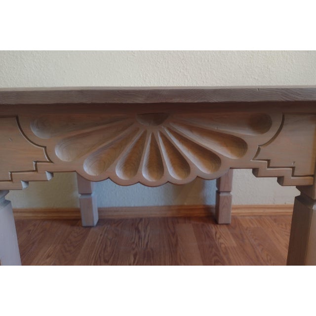 Tan Ernest Thompson Hand-Carved Santa Fe - Southwestern Sunburst 30" Side Table, New Mexico For Sale - Image 8 of 11