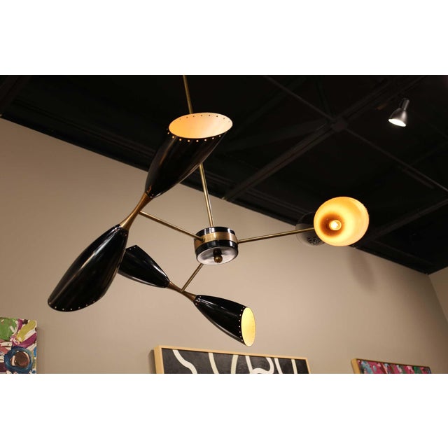 Stilnovo Style Chandelier With Three Double Coned Articulating Arms For Sale In Dallas - Image 6 of 9