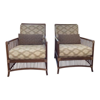 Pencil Rattan Chairs Schumacher Santa Monica Ikat Fabric For Sale