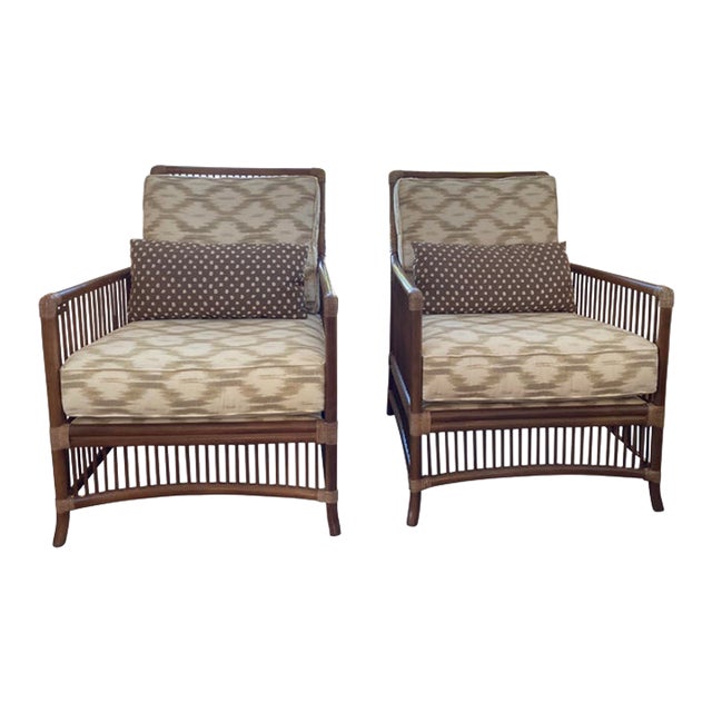 Pencil Rattan Chairs Schumacher Santa Monica Ikat Fabric For Sale