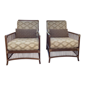 Pencil Rattan Chairs Schumacher Santa Monica Ikat Fabric