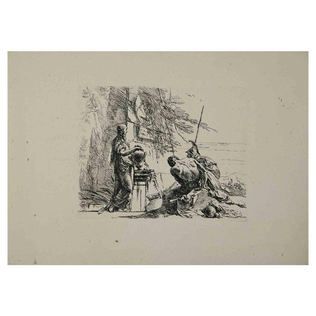 Giovanni Battista Tiepolo, Man and Soldier with an Urn, Etching, 1785 For Sale