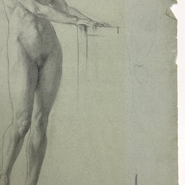 Figurative Ludwig Ernst Faber (1855–1913) Antique Neoclassical Female Nude Study, Charcoal on Toned Paper (1890) For Sale - Image 3 of 6