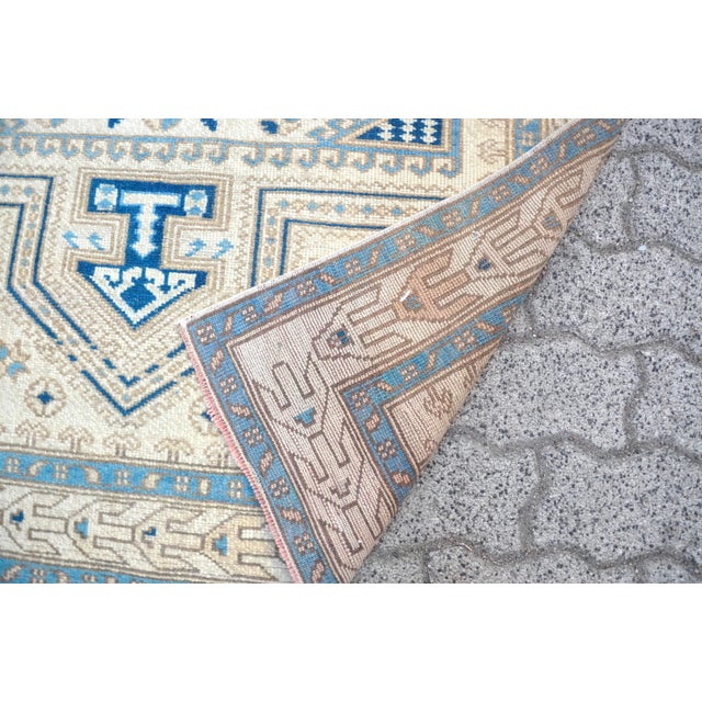 Vintage Geometric Turkish Wool Rug For Sale - Image 10 of 11
