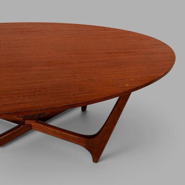 Mid-Century Astro-Inspired Oval Teak Coffee Table For Sale - Image 6 of 7