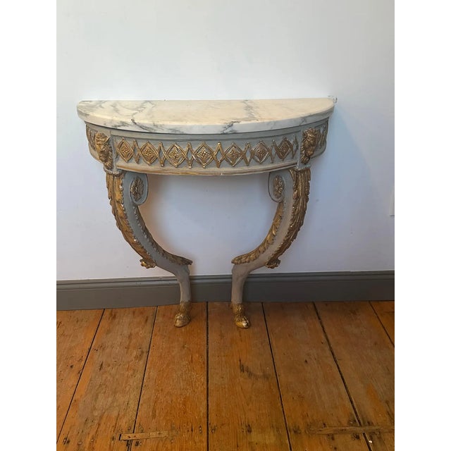 Early 19th Century Pair of Neoclassical Demi-Lune Console Tables For Sale In Boston - Image 6 of 9