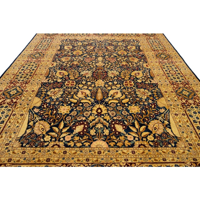 Textile Modern Peshawar Handmade Navy Blue Rug With Allover Design For Sale - Image 7 of 9