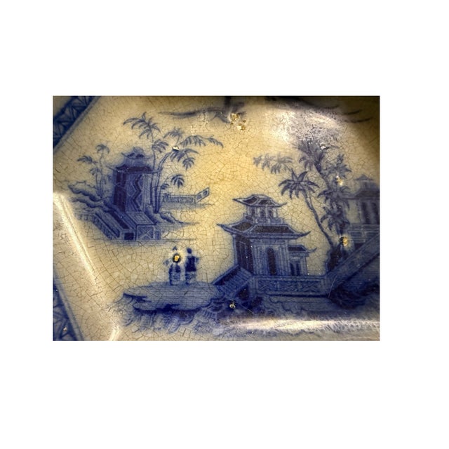 Early 19th Century Blue and White Pottery Server J. Clementson 19th Century English Ironstone Transferware For Sale - Image 5 of 8