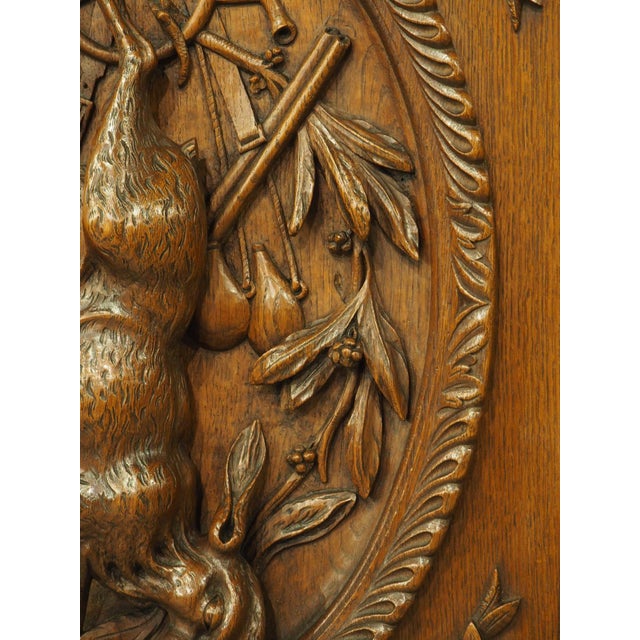 Pair of French Antique Black Forest Panels in Carved Oak, Late 19th Century For Sale - Image 9 of 18