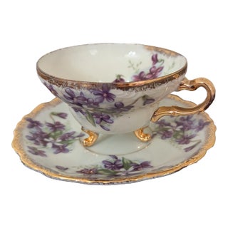 Vintage Royal Sealy Footed Teacup and Saucer For Sale