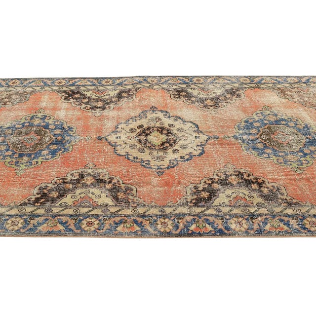 Mid 20th Century Distressed Vintage Turkish Area Rug For Sale - Image 4 of 7