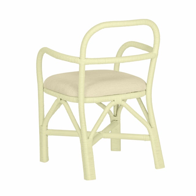 Transitional Ginny Rattan Indoor/Outdoor Dining Chair, Cream For Sale - Image 3 of 7