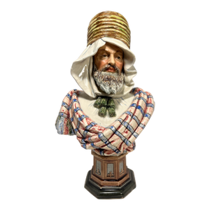 19th Century Bernard Bloch Hand Painted Majolica Pottery Oriental Bust Figurine
