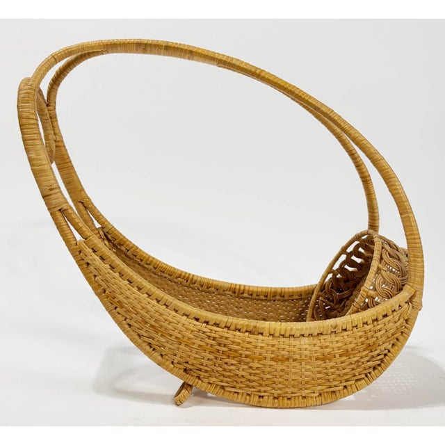 Woven Wicker Wine Caddy Bottle Holder For Sale - Image 4 of 7