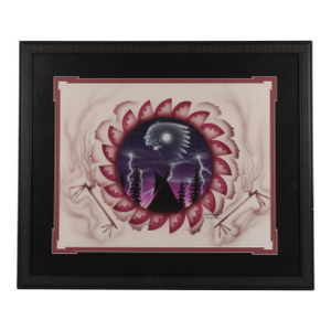Framed Signed Robert Redbird Jr. Mixed Media Print