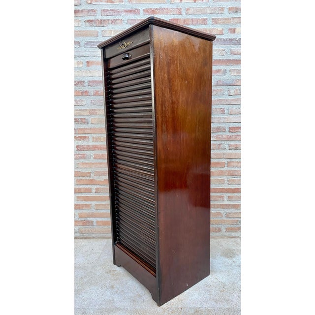Early 20th Century Filing Cabinet With One Roller Louver Door & Eight Shelves For Sale - Image 13 of 18