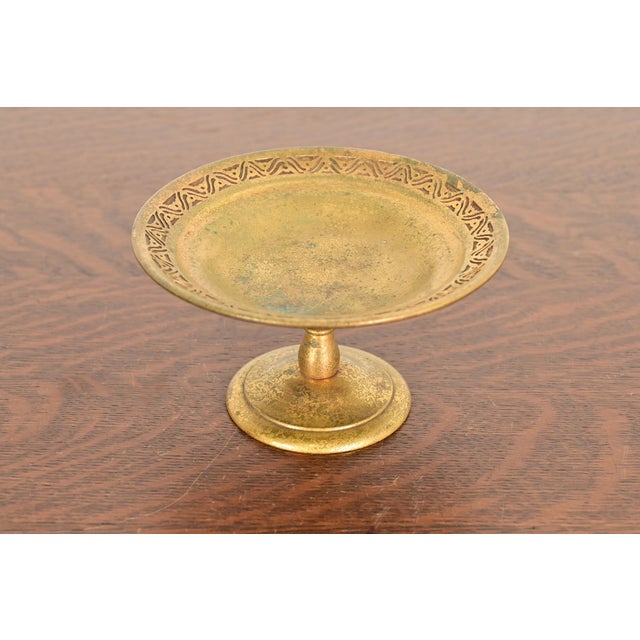 Tiffany Studios Tiffany Studios New York Bronze Doré Pedestal Bowl or Compote Dish With Bellflower Motif For Sale - Image 4 of 11