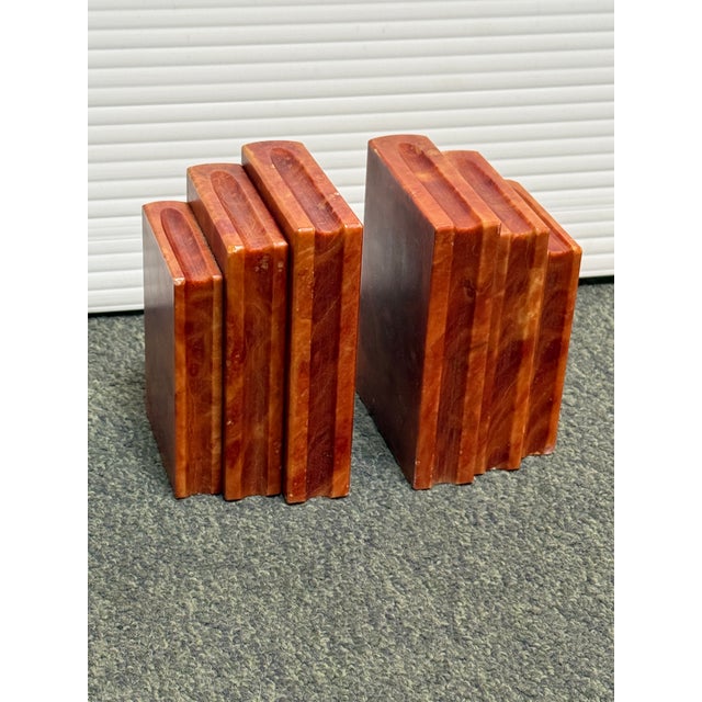 Design Plus Gallery presents a Pair of Marble Bookends from Gump’s San Francisco. A pair carved as three stacked volumes...