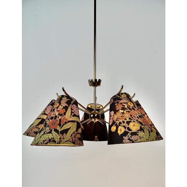 Mid-Century Modern Brass Hanging Light with Original Shades, 1950s For Sale - Image 14 of 18