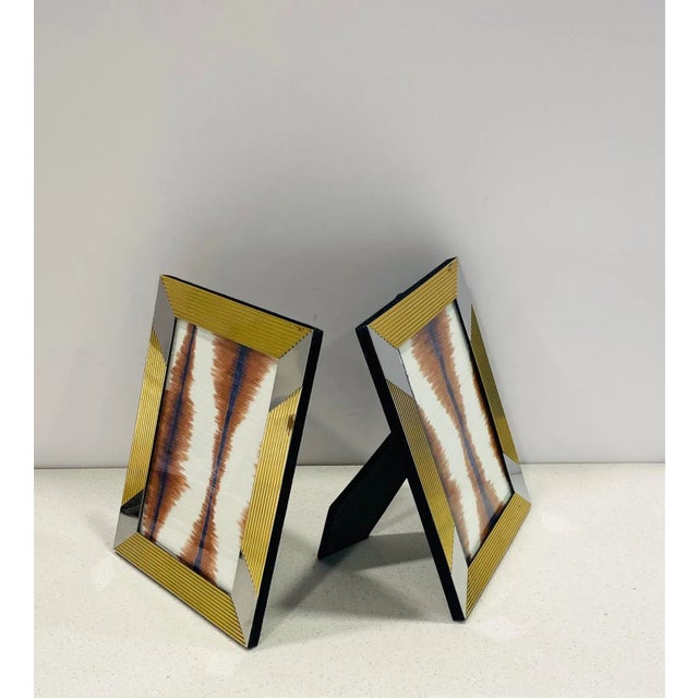 Pair of Vintage Italian Picture Frames in Brass and Chrome, C. 1970's For Sale - Image 11 of 13
