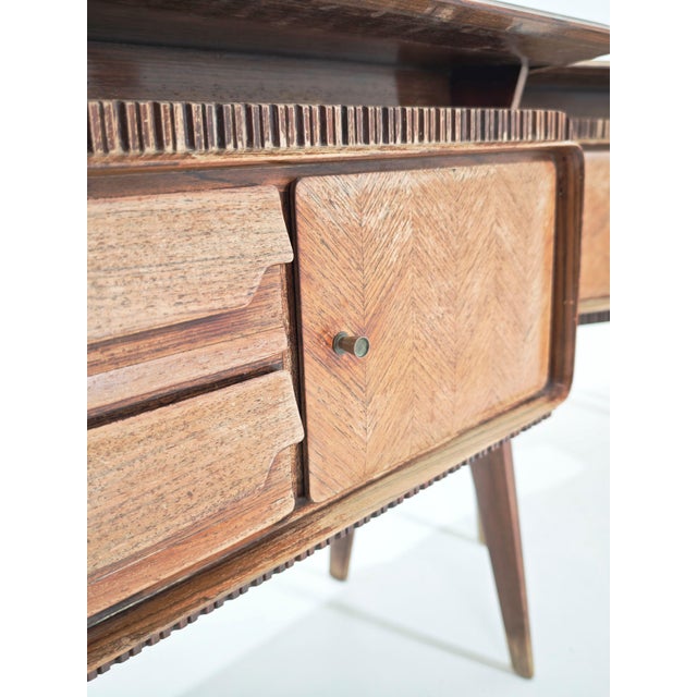 Mid-Century Modern Bedside Tables in Wood and Glass attributed to Vittorio Dassi for La Permanente Mobili Cantù, Italy, 1950, Set of 2 For Sale - Image 13 of 18