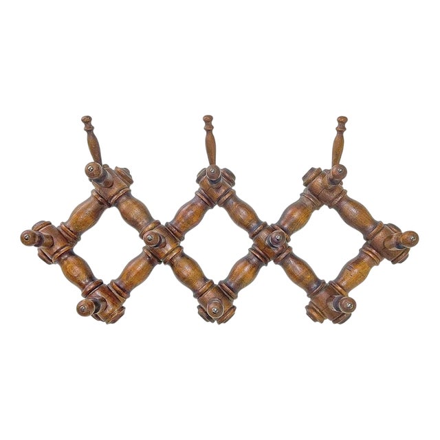 French Wall-Mounted Faux Bamboo Coat Rack, 1940s For Sale