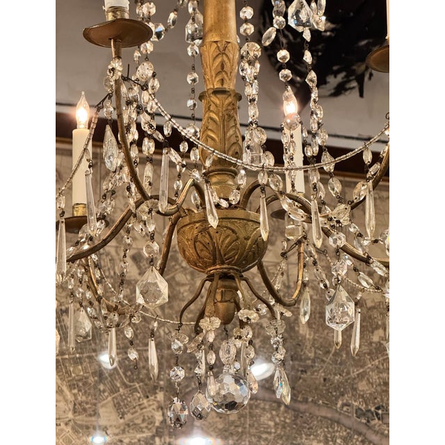 Pair of 19th C. Italian Giltwood and Crystal Chandeliers For Sale In Dallas - Image 6 of 8