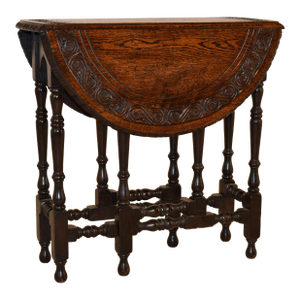 19th Century Carved Oak Gate-Leg From England