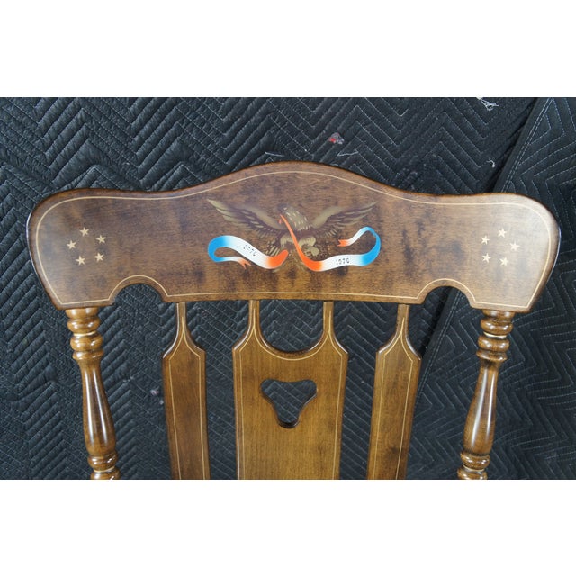 Late 19th Century S Bent Brothers Colonial Maple American Eagle Bicentennial Rocking Chair Rocker For Sale - Image 11 of 14