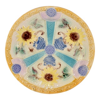 19th Century English Majolica Plate For Sale
