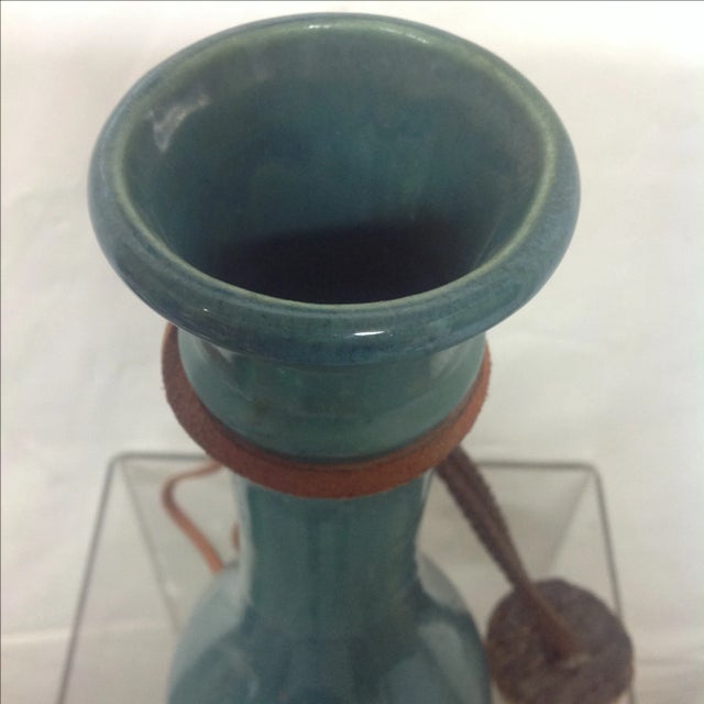 John Conner Blue Art Pottery Tethered Flask For Sale - Image 4 of 5