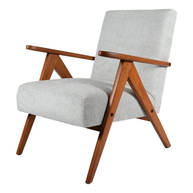 Compass Armchair in Blue Houndstooth Velvet, 1960s For Sale