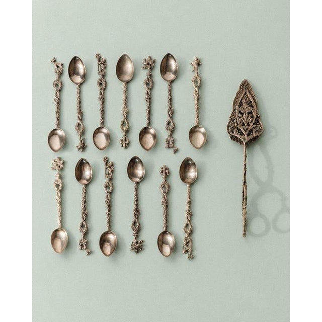 Vintage Silver Plated Tea and Cake Serving Set, 1930s, Set of 14 For Sale - Image 13 of 14
