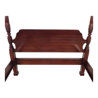 Ethan Allen Queen Carved Rice Tobacco Solid Cherry Post Bed For Sale