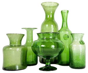 Mid-Century Modern Green Vases attributed to Erik Hoglund for Kosta, Sweden, 1960s, Set of 6