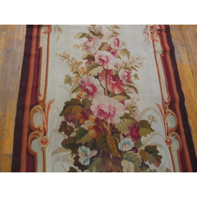 Late 19th Century 1880s Ivory Neoclassical Antique European Tapestry Runner 3'9" X 12'8" Flatweave Wool Carpet Rug For Sale - Image 5 of 10