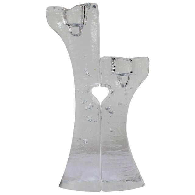 Large Kosta Boda Glass Candle Holders For Sale - Image 9 of 9