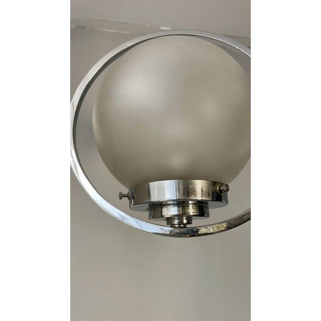 Art Deco Silver Ceiling Lamp with Three Sphere Shades For Sale - Image 4 of 18