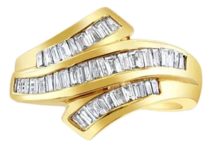 Baguette Ribbon Style Diamond Ring, Size 7