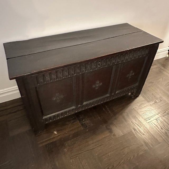 Jacobean 17th Century Oak Elizabethan Trunk/Console For Sale - Image 3 of 18