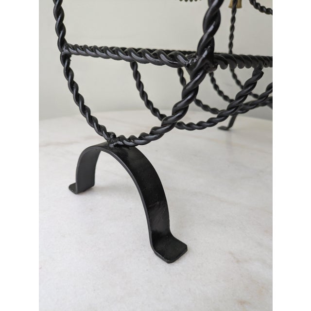 Late 20th Century Hollywood Regency Twisted Rope & Tassel Magazine Rack For Sale - Image 4 of 5