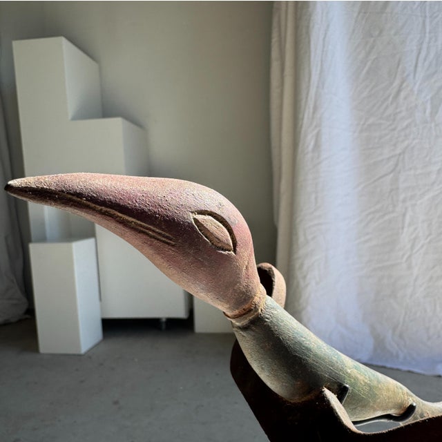 Traditional Indonesian Decorative Wooden Bird on a Base without Crest For Sale - Image 6 of 18