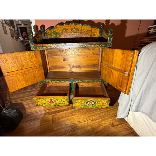 Antique Tibetan Hand Painted Cabinet For Sale - Image 6 of 10
