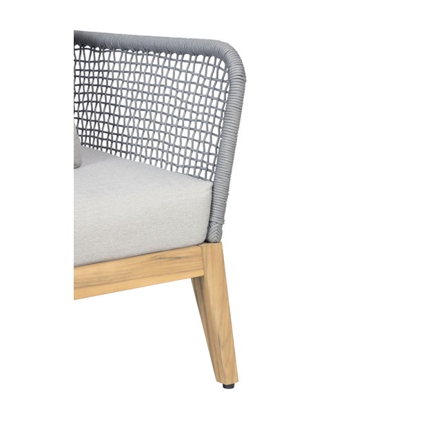 Cypress Teak Wood Outdoor Arm Chair With Gray Rope Design For Sale - Image 12 of 12