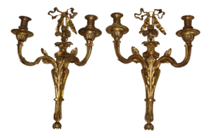 Louis XVI Sconces in Bronze Gilt - a Pair