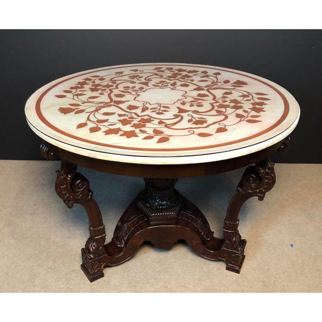 19th Century Italian Scagliola Marble Top Carved Center ...