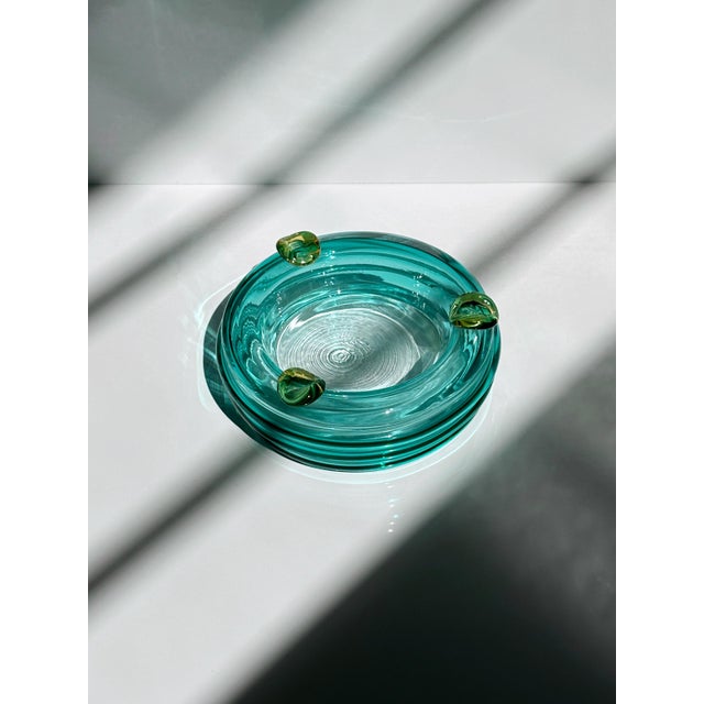 Italian Postmodern Turquoise Ashtray or Vide Poche, 1980s, in Flawless conditions. Designed 1980 to 1989