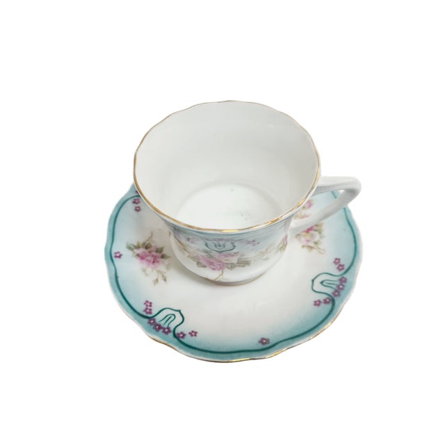 Art Nouveau Coffee Cup and Saucer from Tielsch, Poland, 1950s, Set of 2 For Sale - Image 9 of 13