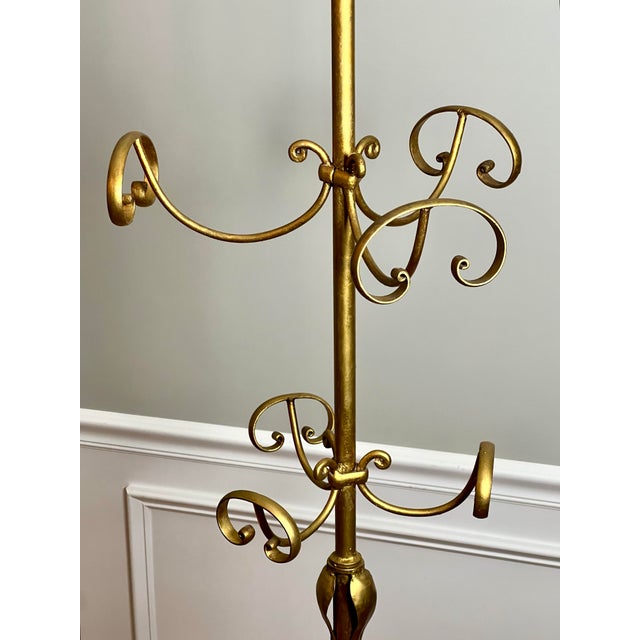 Gilt Wrought Iron 3-Tier Revolving Coat Stand Hat Rack, Koegl Style, Italy, 1950s For Sale - Image 9 of 12