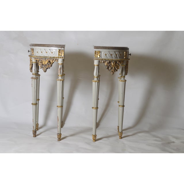 Carved and Painted Half-Moon Console Tables, Italy, 1940s, Set of 2 For Sale - Image 9 of 18